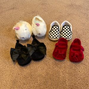 4 pairs of size 1 baby girl shoes/slippers